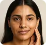 Woman's face before and after a facial plastic surgery transformation. Keywords: facial surgery, rhinoplasty, facelift, confidence.